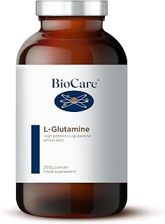 BioCare L-Glutamine Powder | Food Supplement Suitable for Vegetarians & Vegans - 200g, 40 Days' Supply