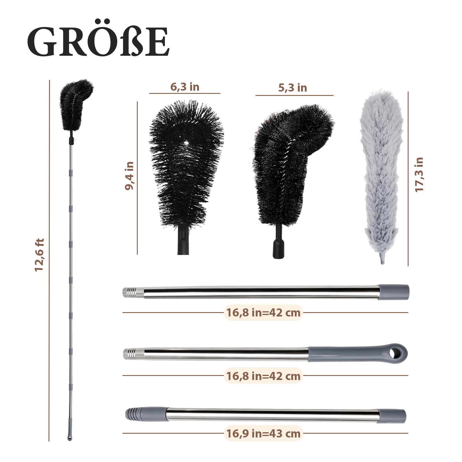 Gutter Reinigungsbürste Kit, Ausziehbare Dachbürste, Gebogenes Designwerkzeug, Geeignet für die Reinigung von Dachrinnen und für die Gartenarbeit im Haushalt