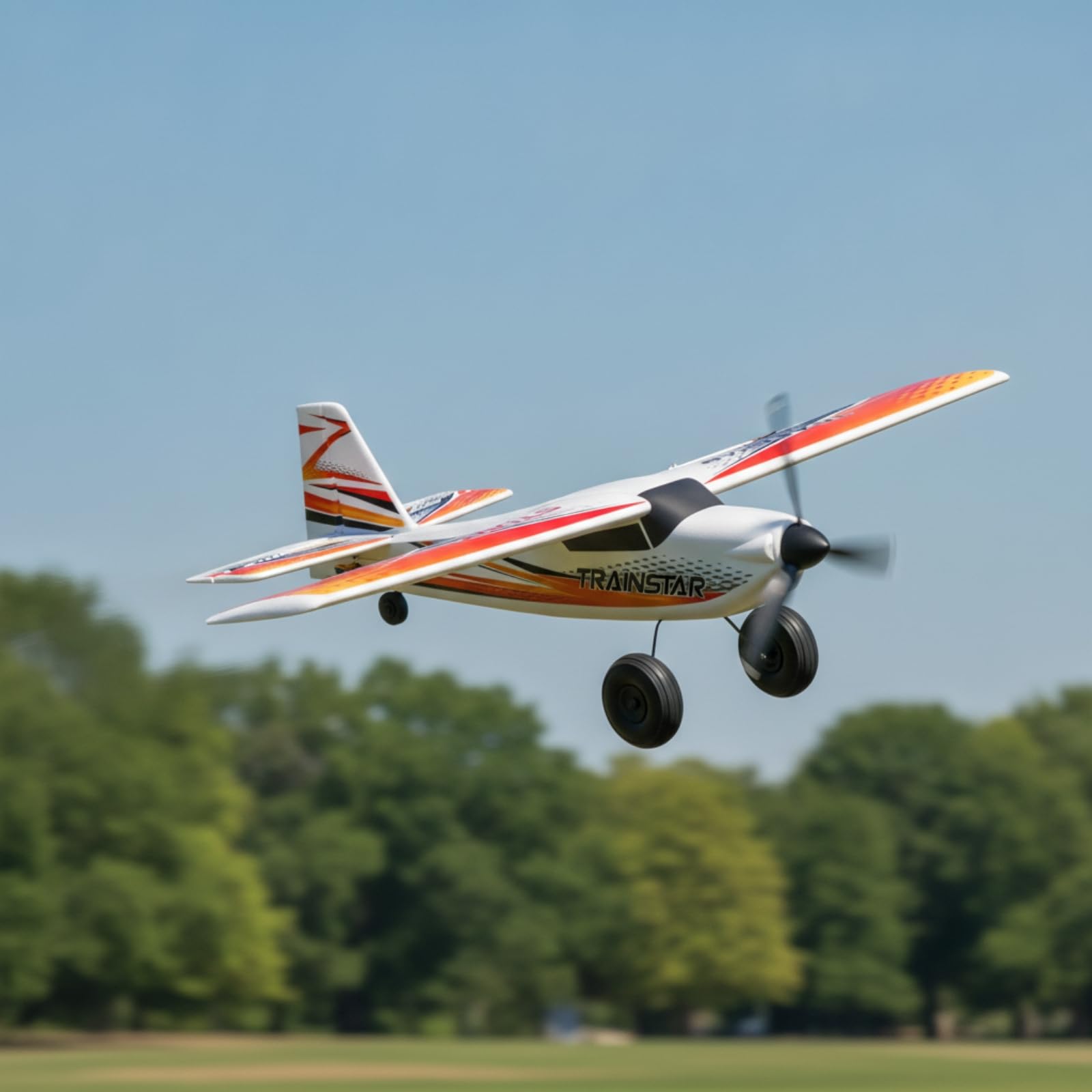 Perfeclan Avión de Entrenamiento RC Avión Teledirigido Aeroplano Modelo Alta Motor sin Escobillas Ligero Tren con Ruedas Hélice Delantera Adecuado para, Rojo