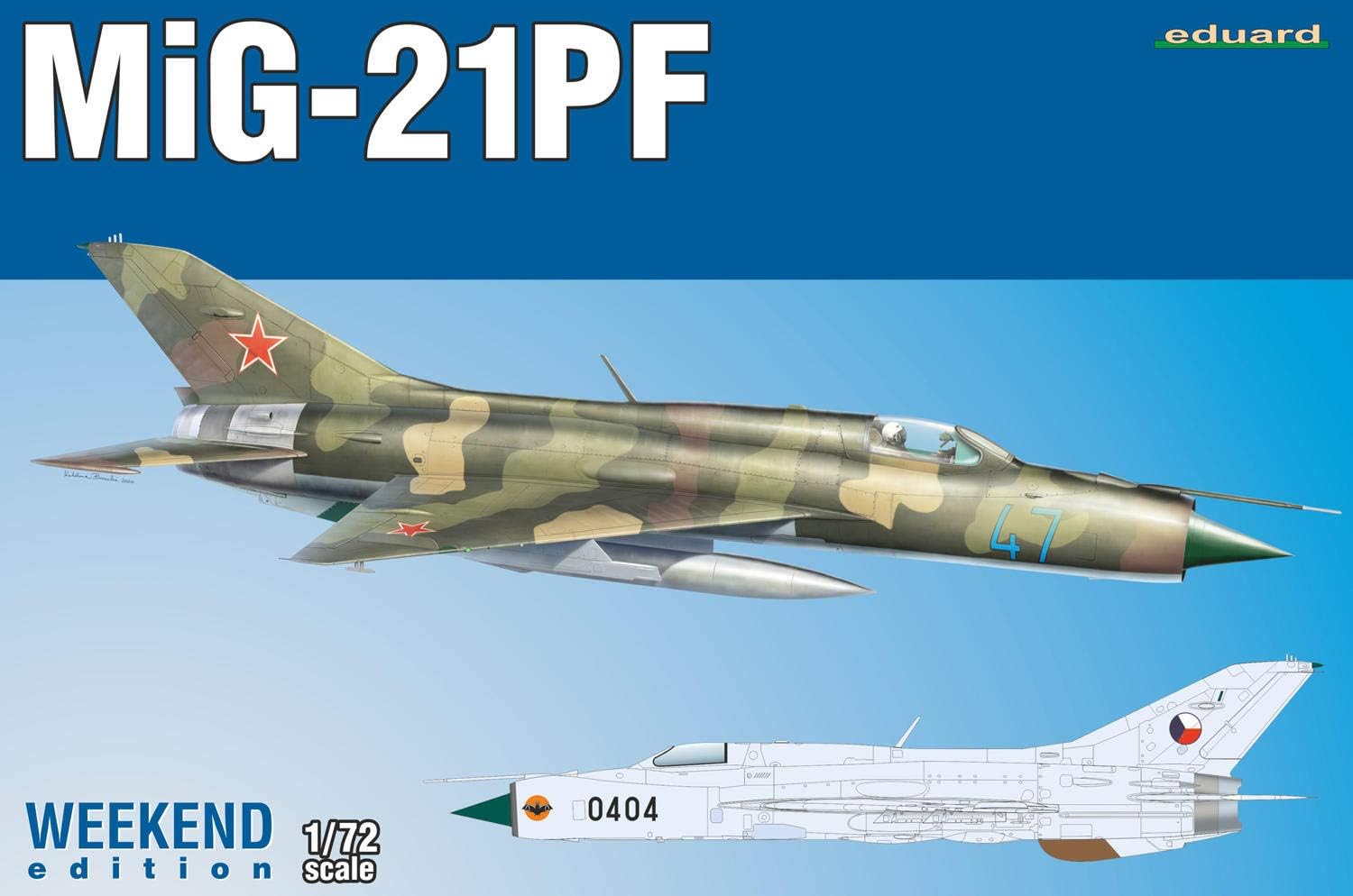 Edaldo EDU7455 1/72 Weekend Edition Soviet Air Force MiG-21PF Plastic Model / EDU07455 1:72 Eduard MiG-21PF Fishbed Weekend Edition [Model Building KIT]