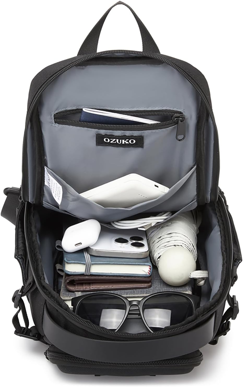 OZUKO Tactical Sling Backpack, Military Style Crossbody Shoulder Bag, Black - Image 3