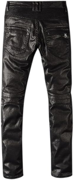 Amazon.com: De los hombres clásico Negro Encerado Skinny Fit Biker Moto  Wash Denim Pantalones Jeans, 28, Negro : Ropa, Zapatos y Joyería
