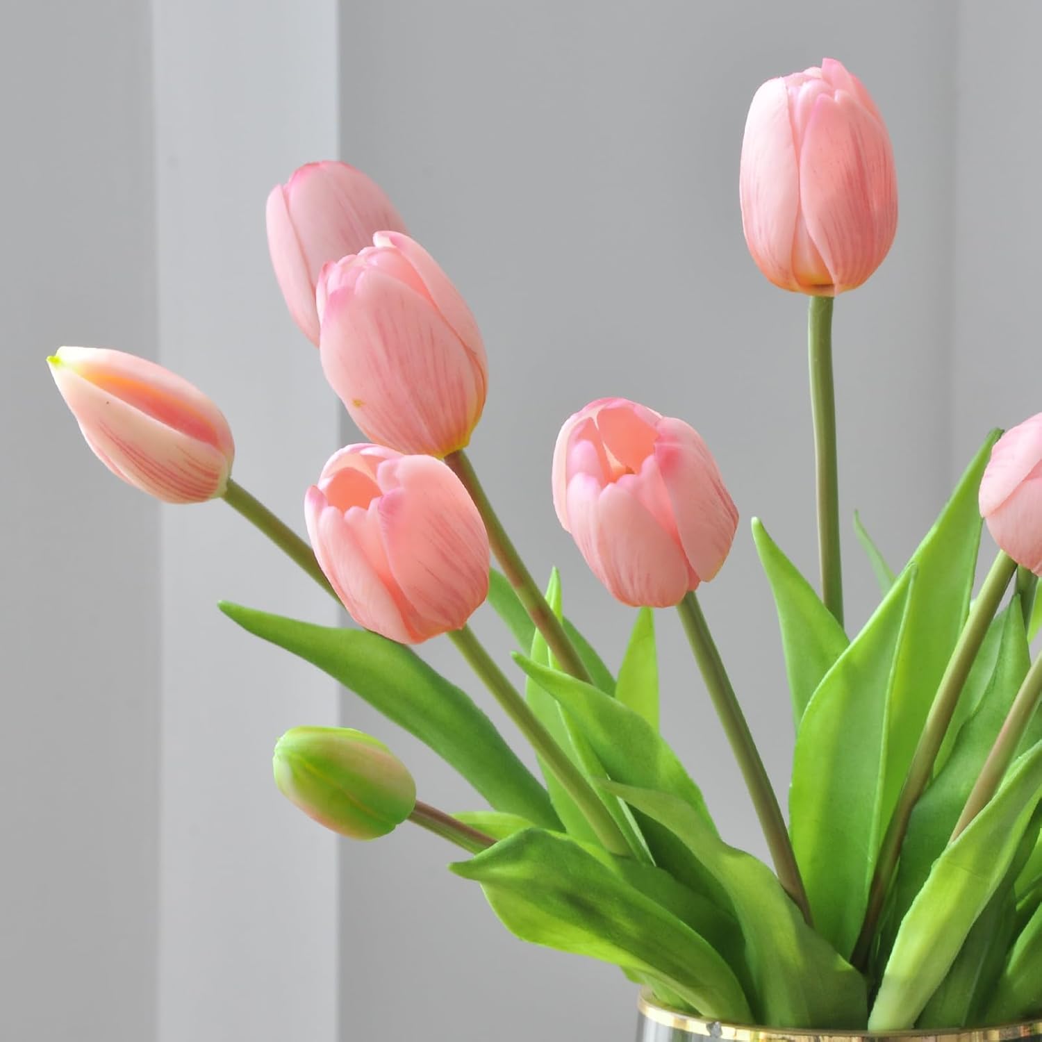 Aoivrb10PCS Artificial Tulip Flowers Real Touch Tulips Plastic Flower Fake Tulips Bouquet Table Arrangements Gift for Home Office Party Wedding Birthday Garden Store Decoration(Pink) - Image 4