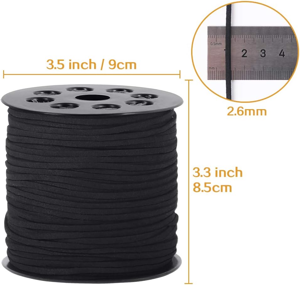 Tenn Well 2.6mm Suede Cord, 100 Yards Flat Faux Leather Cord String for Necklaces, Bracelets, Jewelry Making, Beading, DIY Crafts Halloween Decor (Black) - Image 5