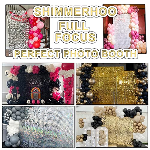 SHIMMERHOO Black Shimmer Wall Backdrop Panels Square Sequin Shimmer Backdrop, Wall Decor for Birthday, Anniversary Wedding Decoration (Black, 6ft x 6ft) - Thumbnail 5