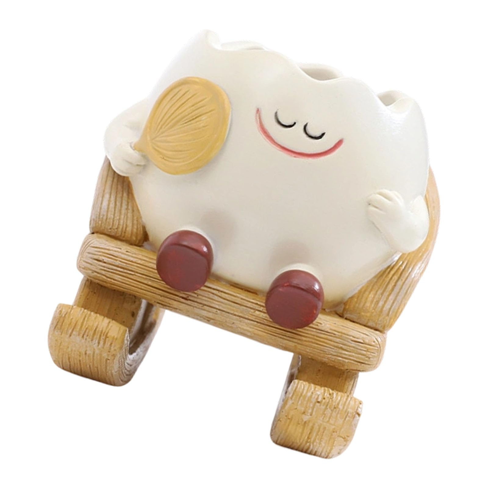 Kaeltsyn Lovely Sit Rocking Chair Succulents Flower Pots with Drain Hole Smiles Faces Planter, Cartoon Resin for Indoor Lovely Plant