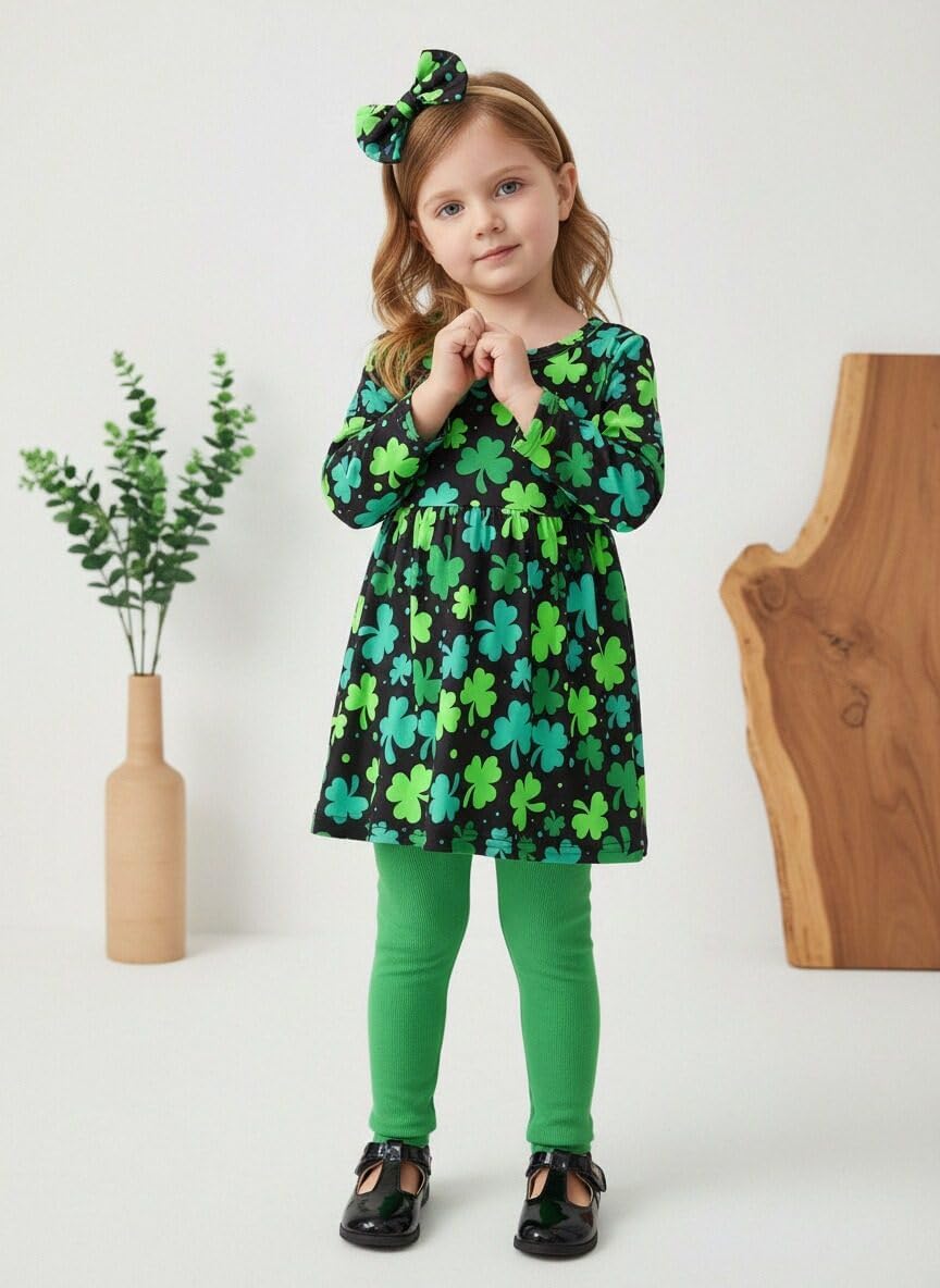 Aalizzwell Toddler Girls Floral Tunic Outfit for Fall Winter - Image 2