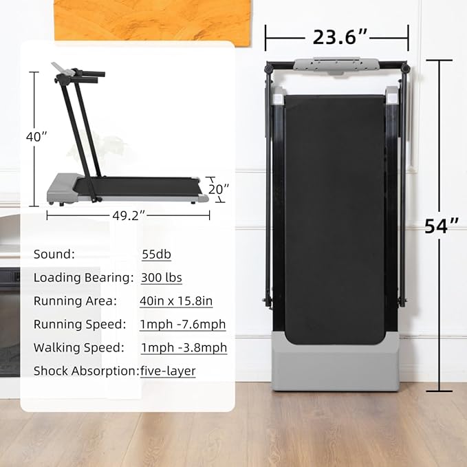 Caminadora Eléctrica Plegable Wheloy 2.5 HP, Gris, Soporte 300 lb miniatura 5