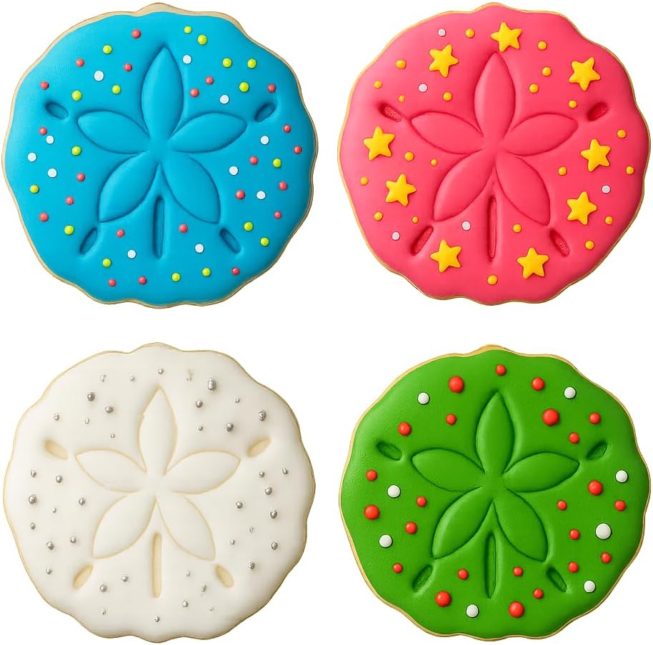 Mighty Gadget Sand Dollar Cookie Cutter & Stamp - 4x4" Beachy Design for Ocean-Themed Baking (Random Color) image 3