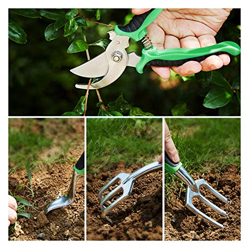 Binoteck Garden Tools Set-6 PCS Aluminum Alloy Lightweight Gardening Tools Kit with Ergonomic Rubberized Non-Slip Handle.Garden Gifts for Women,Men and Kids. - Thumbnail 2