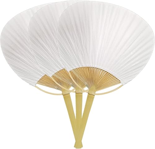Ventilador de paleta blanco de 3 piezas, abanicos decorativos, para fiestas de papel, eléctricos, portátiles, ventiladores de pared, abanicos