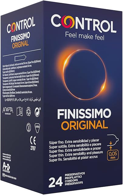 CONTROL Finissimo Original - Super Cienkie Naturalne Lateksowe Prezerwatywy (0.05mm) - 24 Sztuki