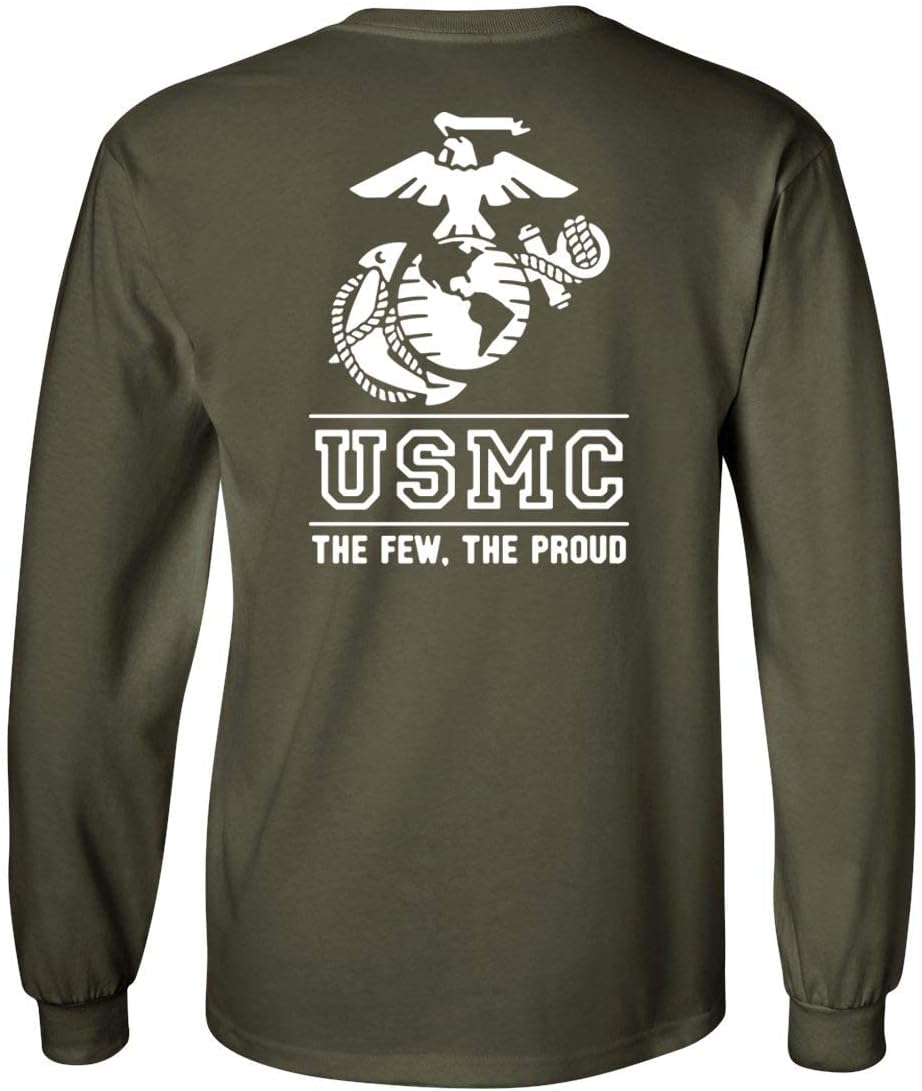 Lucky Ride Marines USMC The Few The Proud White Emblem F&B Long Sleeve T-Shirt - Image 2