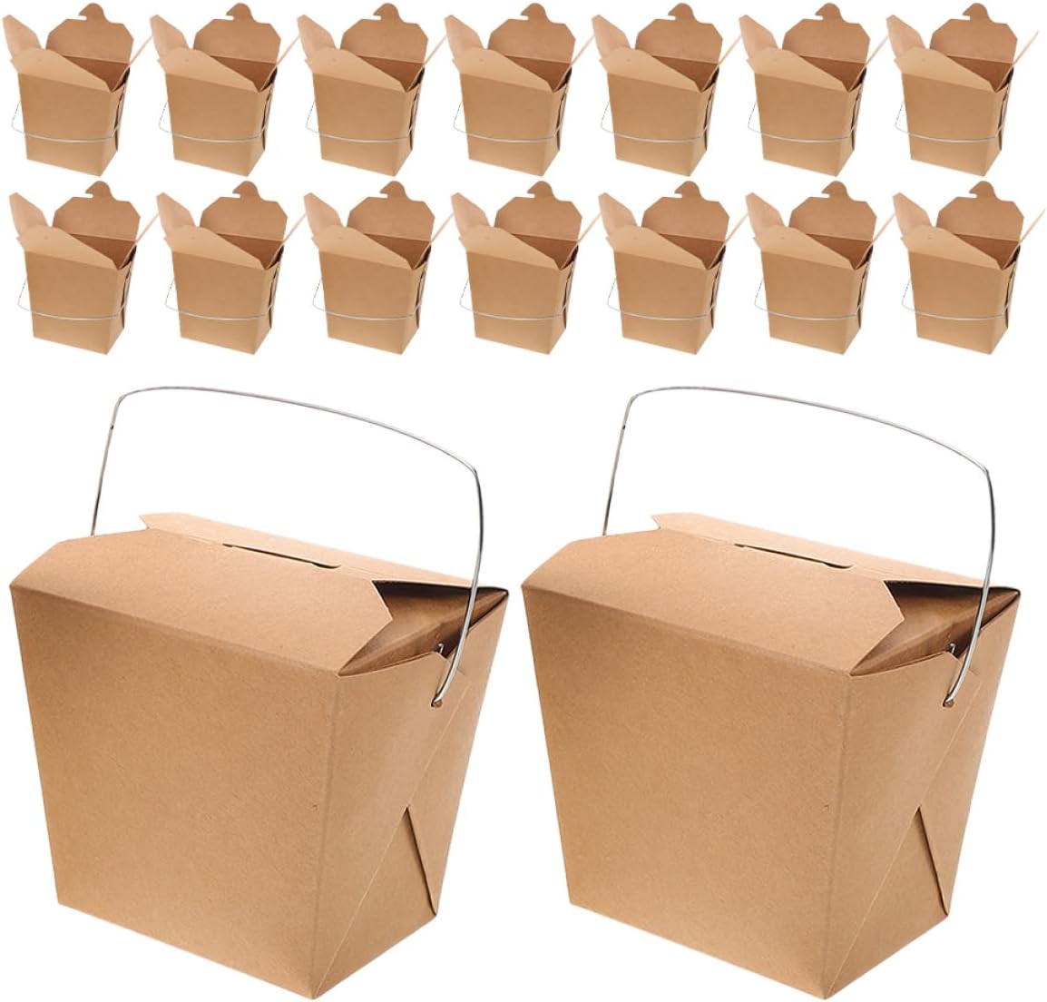 50pcs Takeout Food Paper Box Container Handle for Chinese Rice Chicken Fries Burgers Storage for Catering Picnics and Restaurants