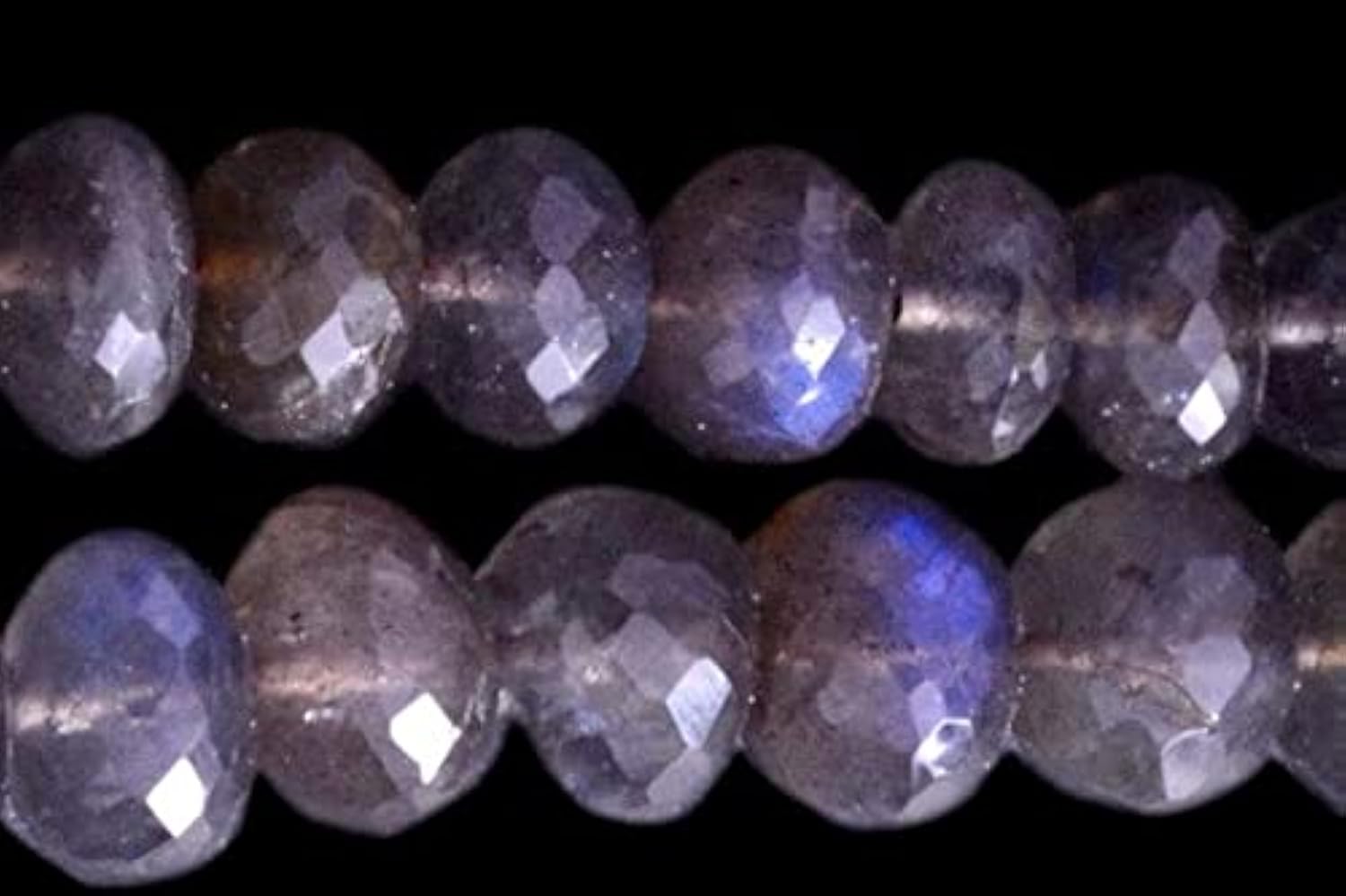 LKBEADS Labradoryt fasetowane koraliki 8 mm do 10 mm sprzedawane na sznurek 20 cm