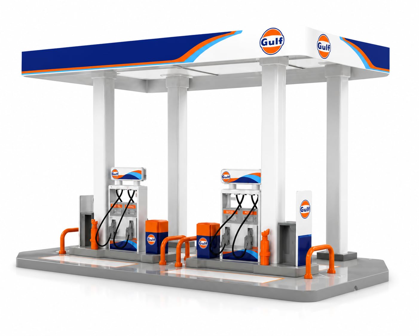 Gulf Oil Gas Station Toy Playset for Kids with Die Cast Car, DIY Assembly Petrol Pump Model, Realistic Fuel Station Set with Accessories, Educational Toy Gift for Boys & Girls-image-2