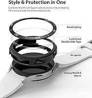 Vista 20 de Ringke [Air Sports + Bezel Styling] Compatible with Samsung Galaxy Watch 4 40mm, Flexible Shockproof TPU Case with Adhesive Aluminum Frame Ring