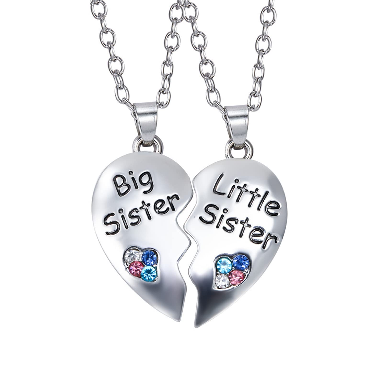 BFF Necklace for 2, Best Friend Necklaces, Panda, Dolphin, Penguin Valentines Day Gifts Split Heart Rhinestone Friendship Necklaces Engraved Pendant, alloy, not known-image-13