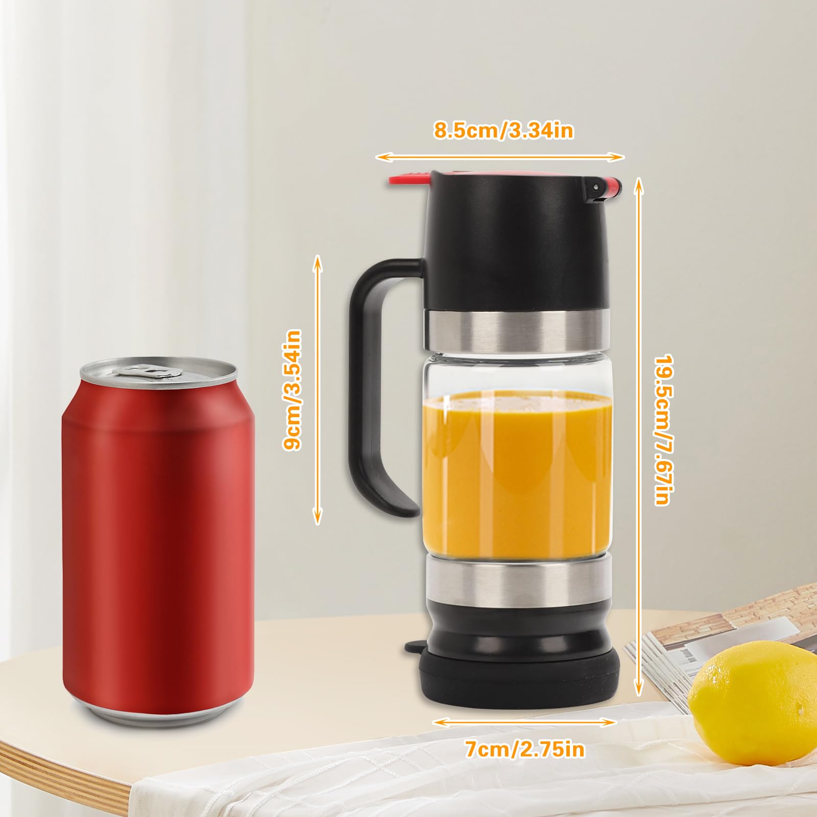 Qivine 315ML Dosatore Miele, Porta Miele Antigoccia con Premere sul Grilletto, Barattolo di Sciroppo in Vetro Borosilicato, Design Staccabile, per Conservare Sciroppo