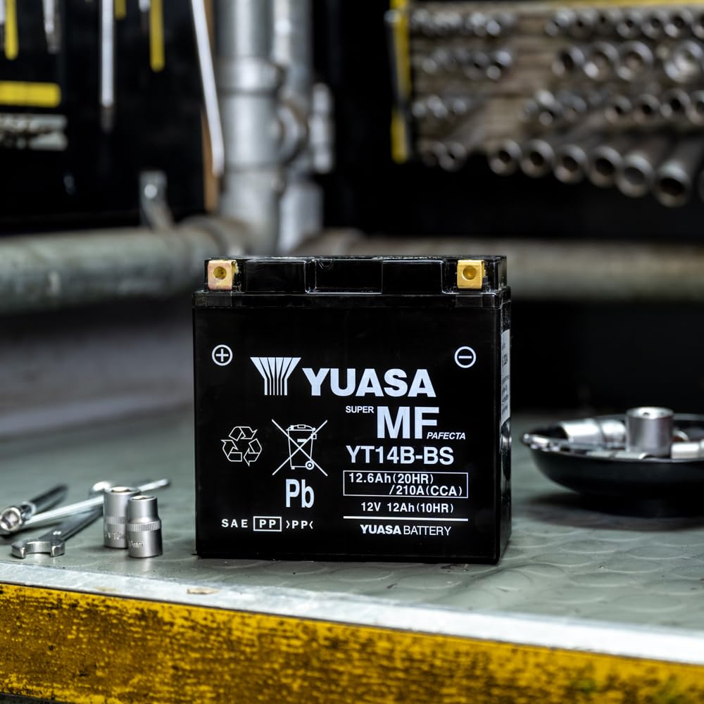 Yuasa YT14B 12V 210 CCA Powersport wartungsfreie AGM VRLA-Motorradbatterie | Wartungsfrei, Robust, Zuverlässige Leistung, Lange Lebensdauer