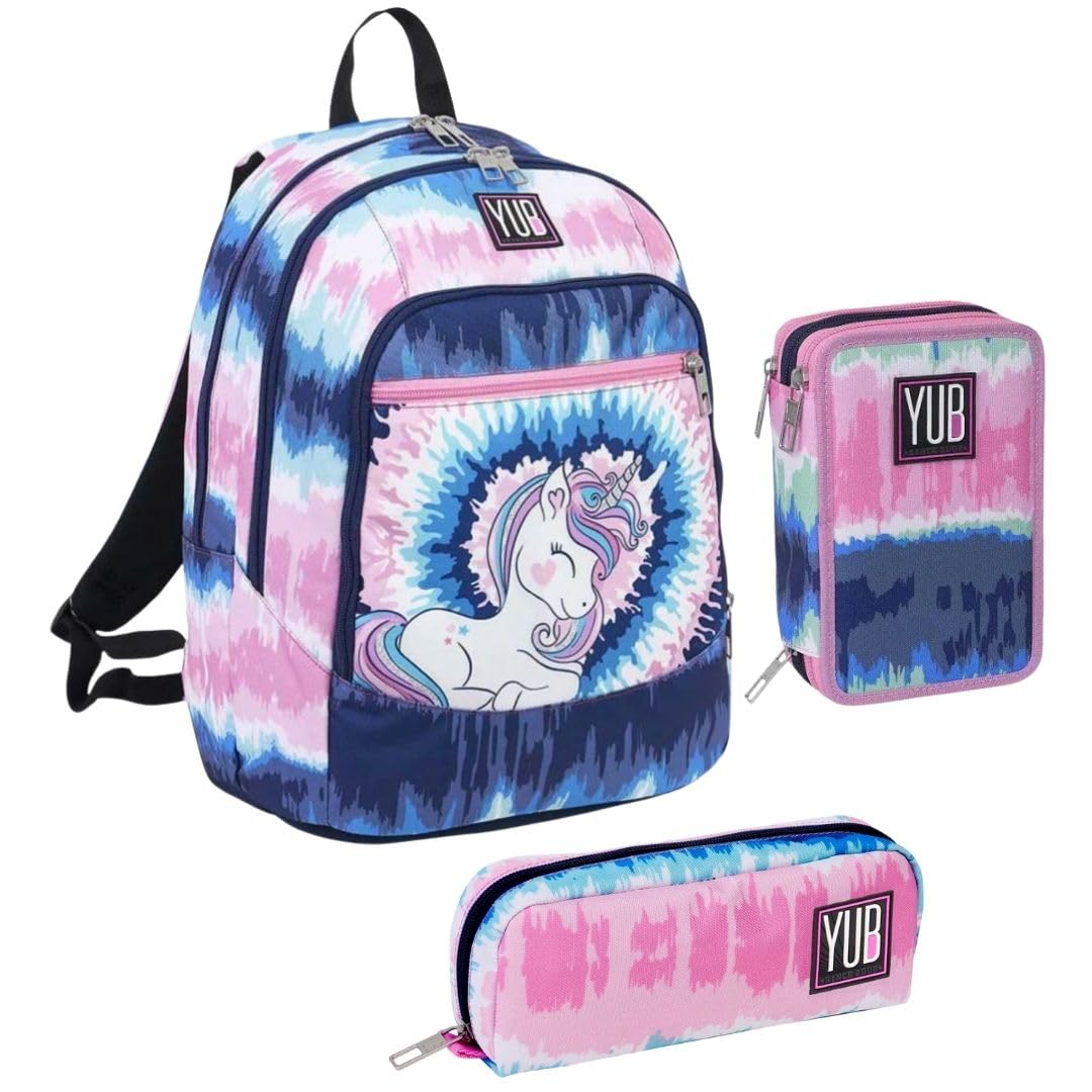 Seven Set Scuola Girl PWR, Zaino con Astuccio 3 Zip e bustina
