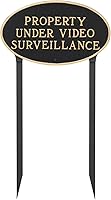 Vista 7 de Montague Metal Products - Placa ovalada de metal fundido bajo videovigilancia - Placa de visualización de pared o césped - Señal de seguridad