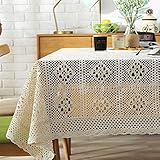 Sandweek Handmade Cotton Crochet Lace Tablecloth Dust-Proof Table Cover for Buffet Table, Holiday...