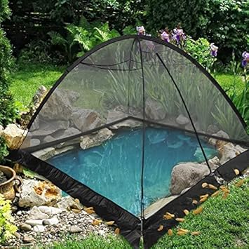 Image GROWNEER 14x10 Feet Pond Netting for Leaves, Pond Covers with Zipper with 4 Ropes, 8 Stakes, Storage Bag, Fiberglass Poles , Suitable for Pond Pool, Garden and Vegetables