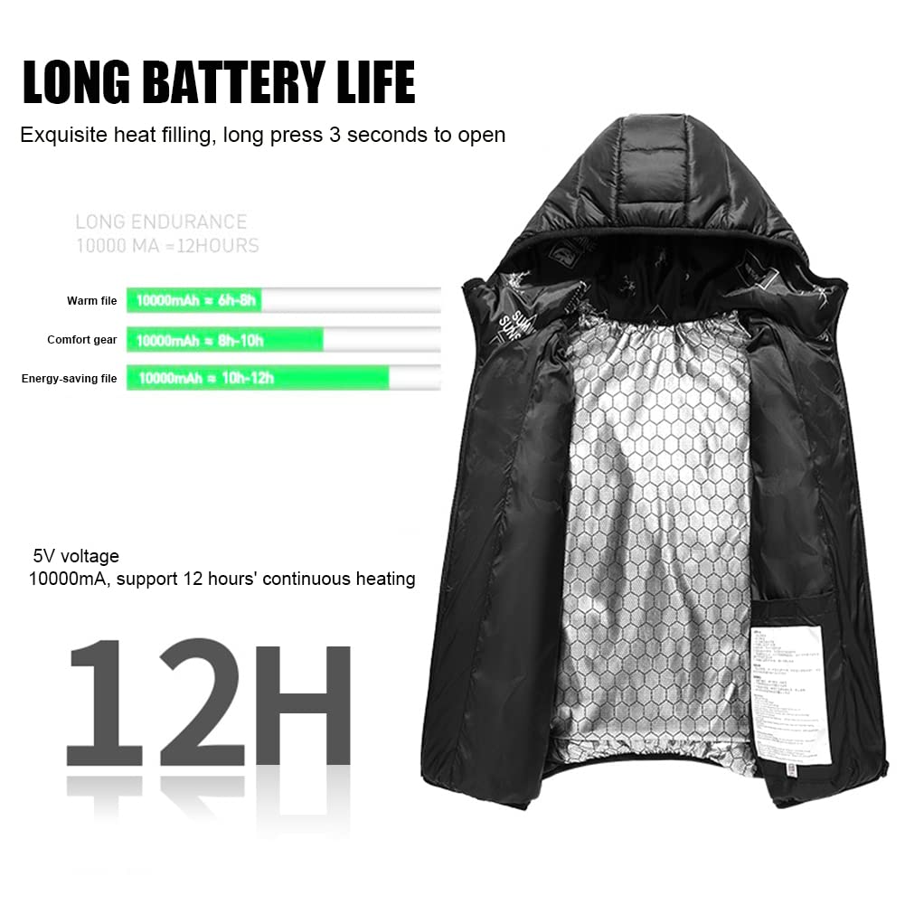 scosao Beheizte Jacke Kinder, Junge Mädchen Daunenjacke Hoodies USB Wiederaufladbar Beheizbare Kleidung Winter Wärmer Bekleidung füR Outdoor Camping Wanderung