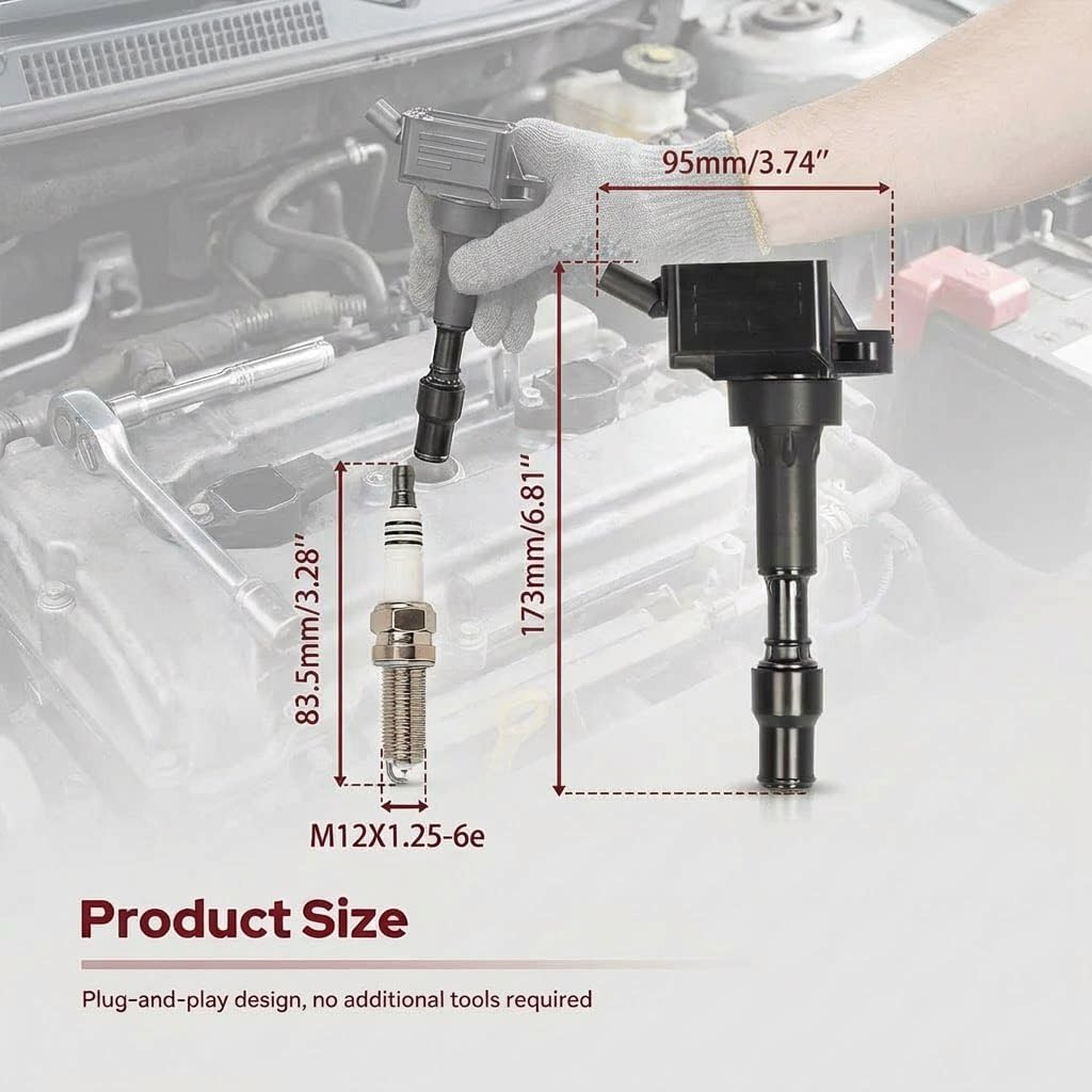 UF816 Ignition Coils and 9723 Spark Plugs Compatible with Hyundai 16-20 Elantra,18-21 Kona,15-19 Sonata,19-21 for Veloster/with Kia 17-22 Forte,20-22 Forte5,17-20 Optima,21-22 Seltos,19-22 Soul 2.0L