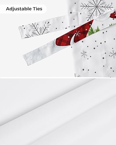 Miniatura 7 de Cenefas de cortina de Navidad con diseño de muñeco de nieve para ventanas, cenefas cortas de cortina de ventana verde con copo de nieve, cortinas de