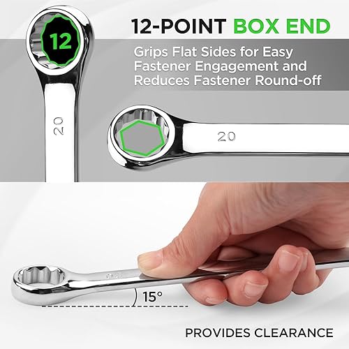 Miniatura 4 de SWANLAKE GARDEN TOOLS Juego de llaves métricas de 15 piezas, V Notch Premium Juego de llaves combinadas métricas 0.315-0.866 in, par máximo, 12