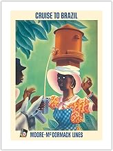 Cruise to Brazil - Tea Seller - Moore-McCormack Lines - Vintage Menu Cover by Charles Allen Rosser c.1950s - Eco-friendly Premium Hemp Paper 290gsm (Unframed) Art Print 18x24in