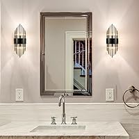 Vista 2 de SAMTEEN Juego de dos apliques de pared de cristal modernos de 2 luces, iluminación de pared de baño de vidrio negro para pasillo, dormitorio