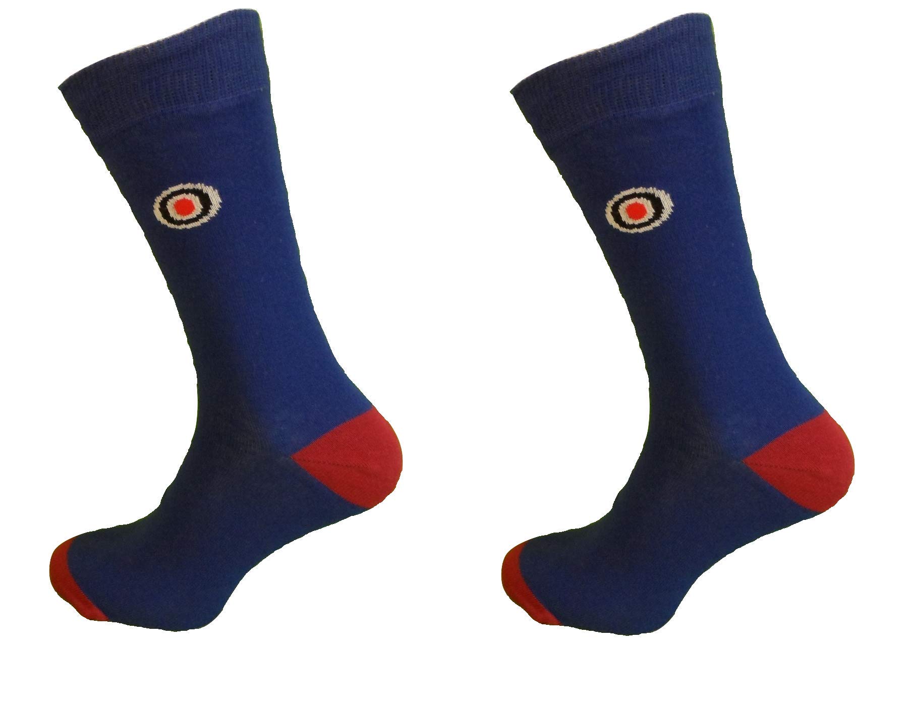 Mazeys Mens 2 Pair Pack of Retro Mod Target Socks (7-11, Blue)