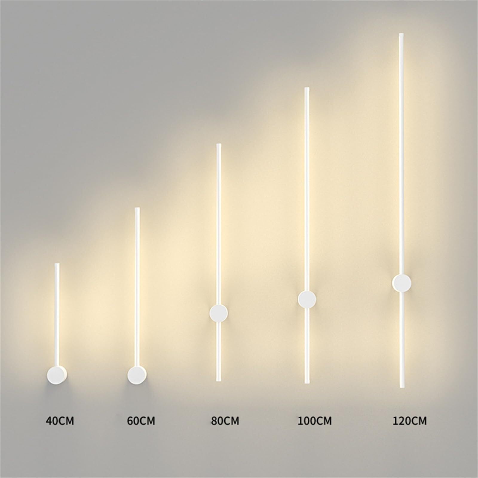 Lampy ścienne i kinkiety LED długi liniowy pasek obrotowy do wnętrz nowoczesny nordycki metalowy styl sypialnia salon (czarny - naturalne światło 60 cm) (białe ciepłe światło, 100 cm)