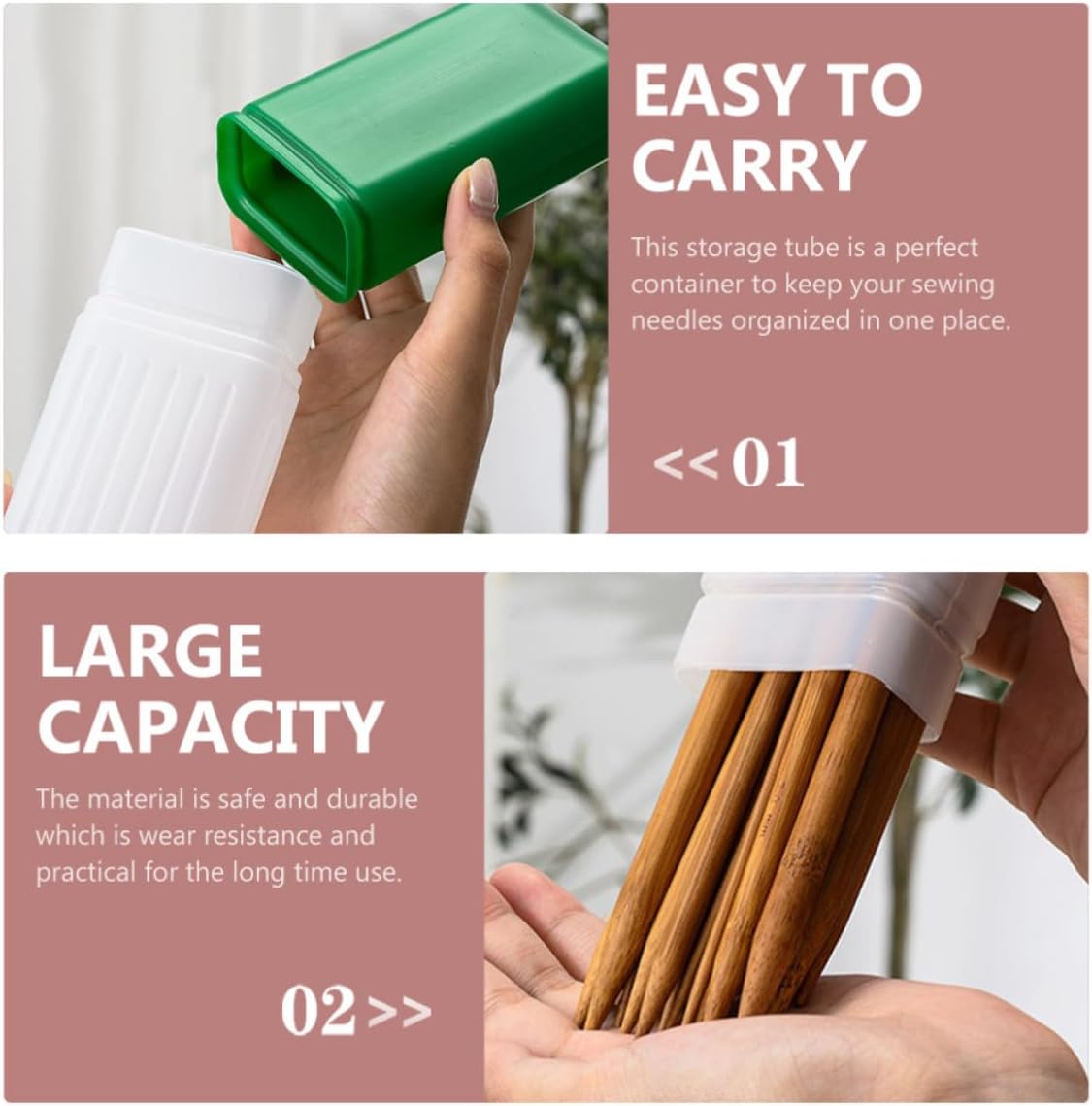 Plastic Knitting Needle Storage Tube Case 5pcs