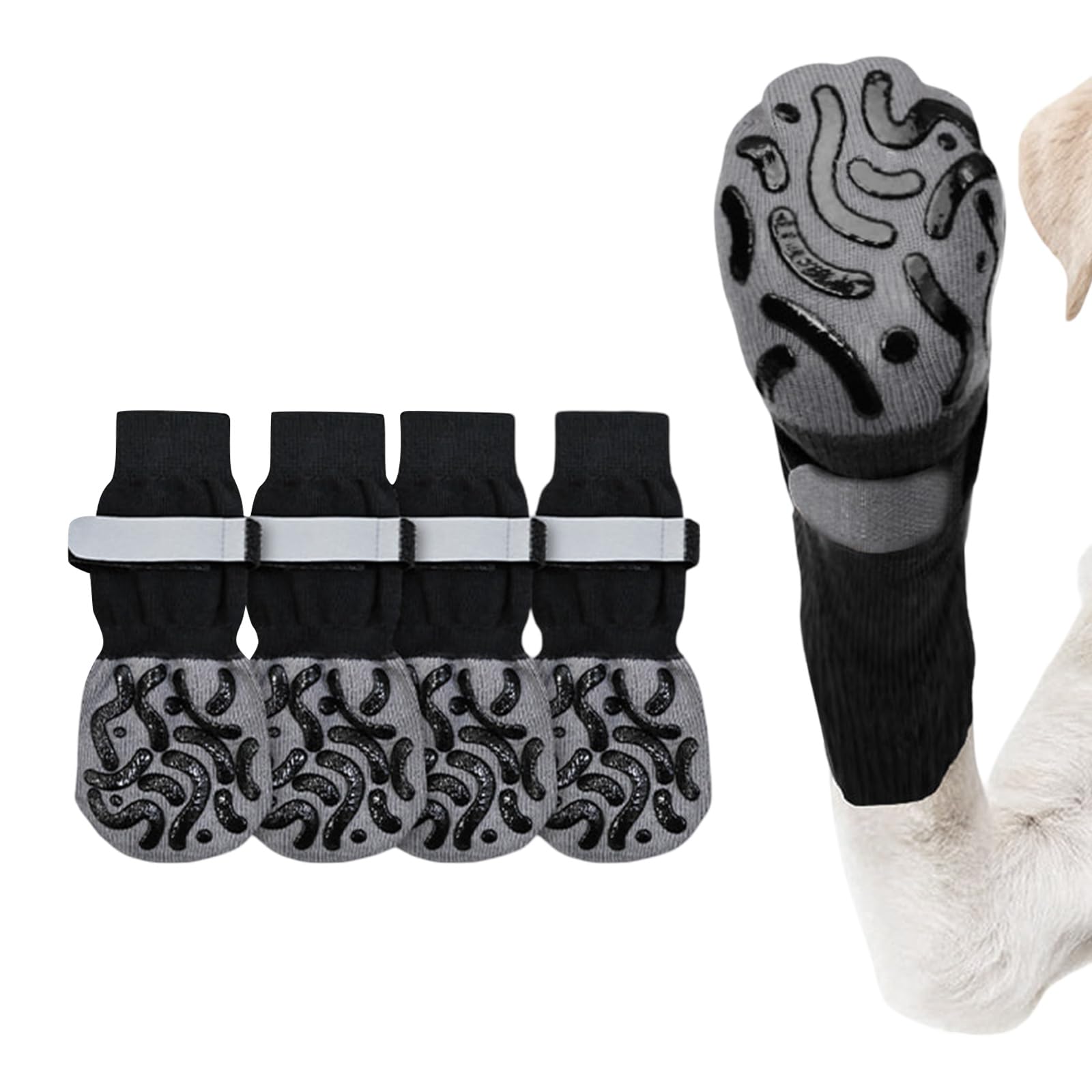 RLMVGBX 2 Pairs Anti-Slip Dog Socks, Adjustable Hook & Loop Fastener, Non-Slip Silicone Grips, Paw Protection for Indoor Outdoor Use, Size M for Medium Dogs