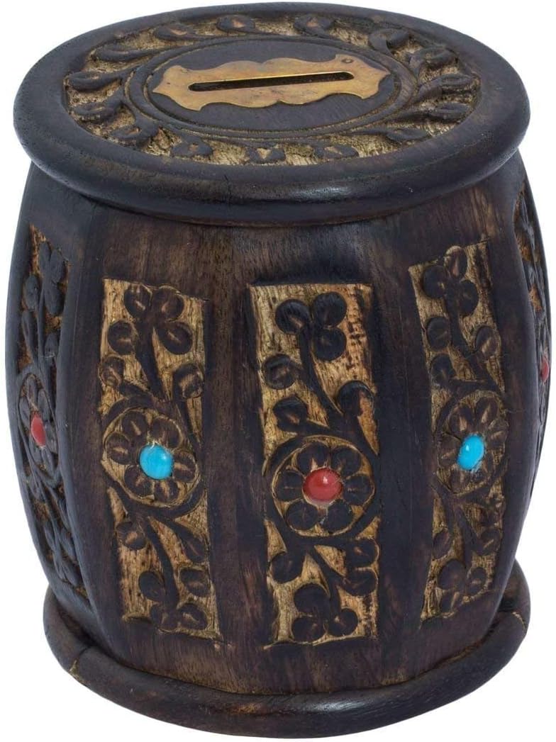 Tippan Top Wooden Square Piggy Bank for Money and Coins for Kids - Multi Color