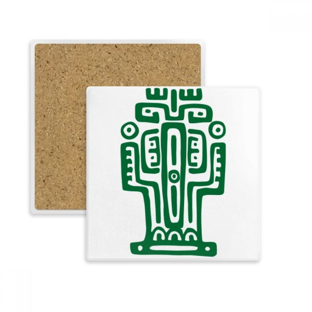 Mexique Totems Coaster Tasse Absorbent Pierre Dessous de Verre Cactus Multicolore