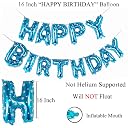 Amfin Happy Birthday Letter Foil Balloons, Blue gallery image