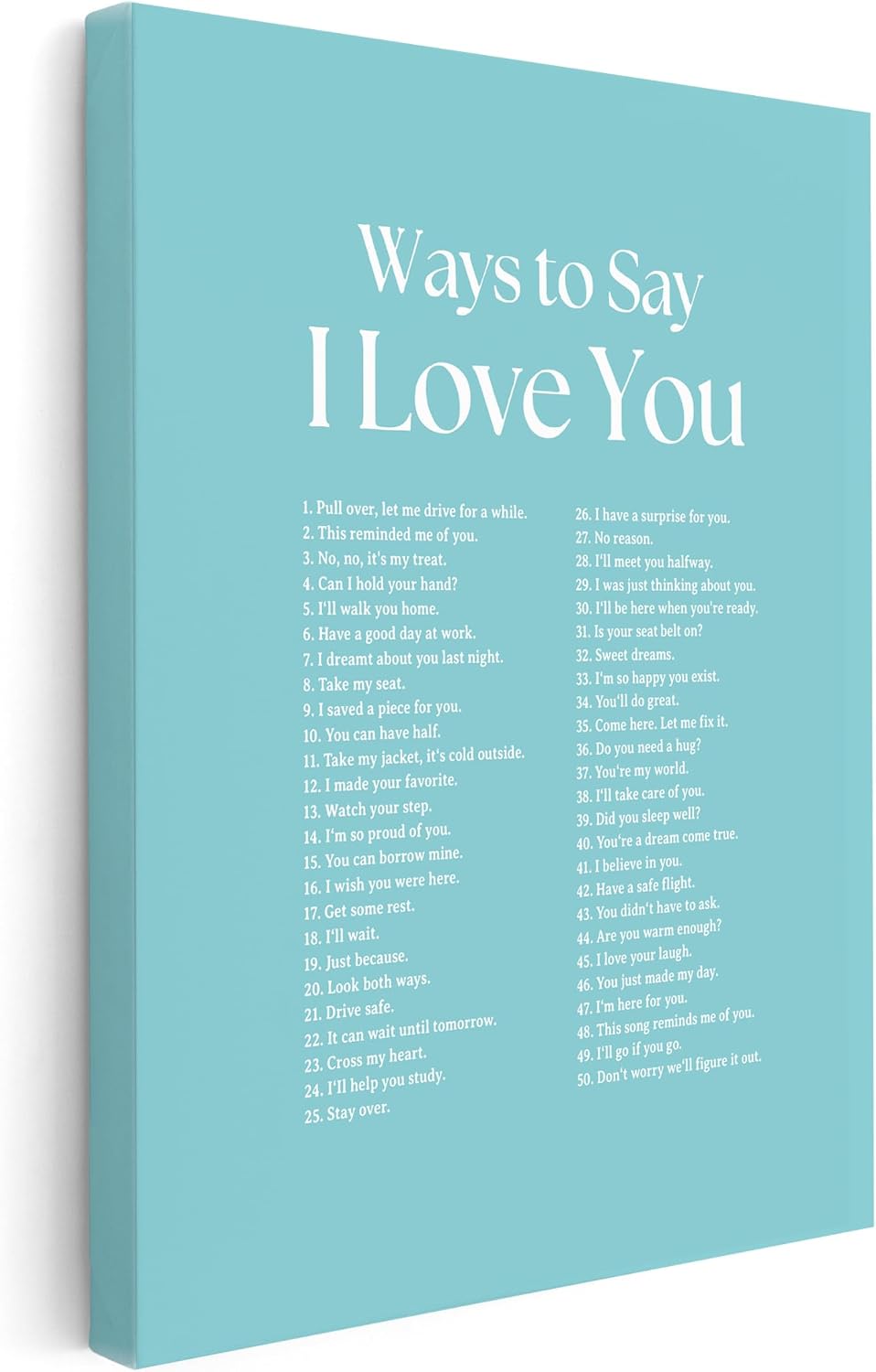 Poster Master Blue Typography Canvas - Ways To Say I Love You Print - Positive Quote Art - Valentine's Day Gift - Love Art - Romantic Living Room or Bedroom Wall Decor - 8x10 STRETCHED Canvas