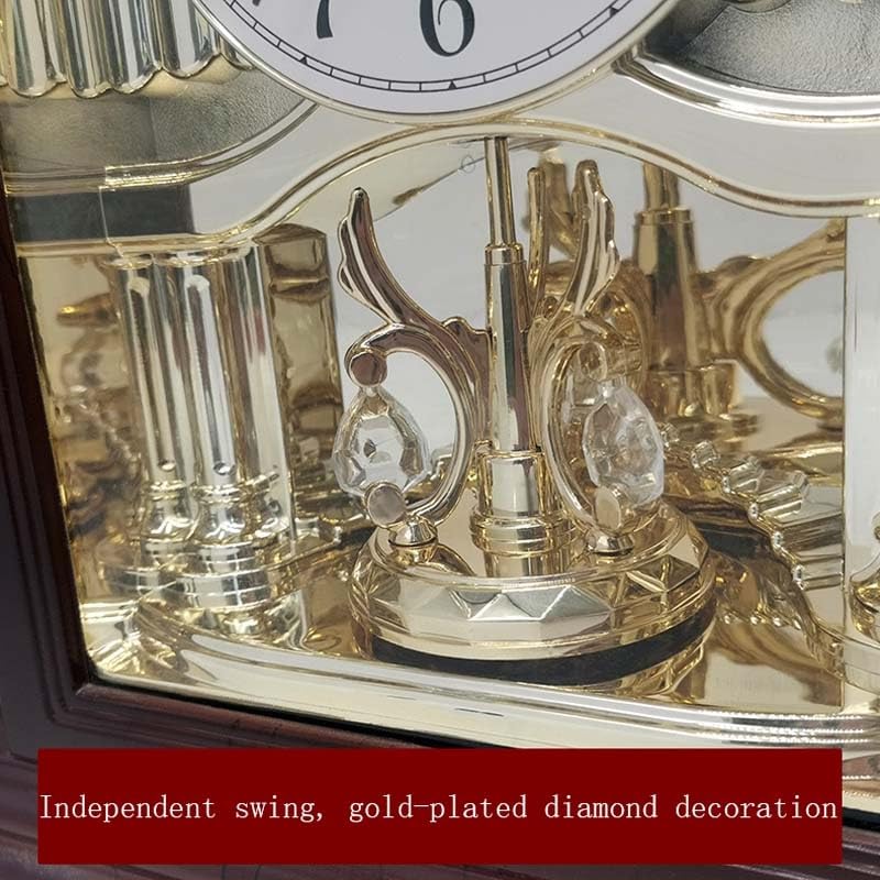 Reloj de repisa de Madera Dorado champán con péndulo oscilante, Esfera fácil de Leer, Reloj mecánico de Mesa for Sala de Estar, Oficina y decoración del hogar.(A)