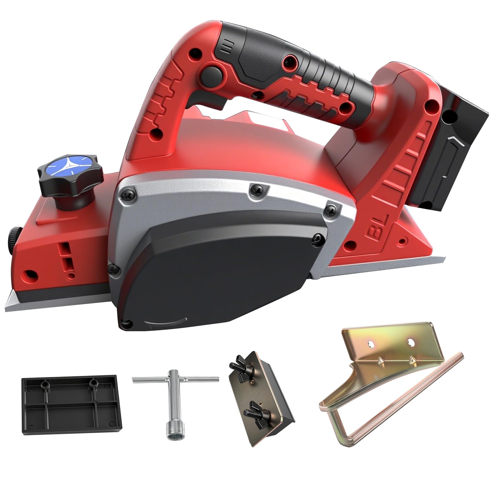 Planadora eléctrica inalámbrica de mano compatible con batería Milwaukee 18V, 15000RPM Planadora de madera de energía sin cepillo para carpintero de trabajo de madera (Red)