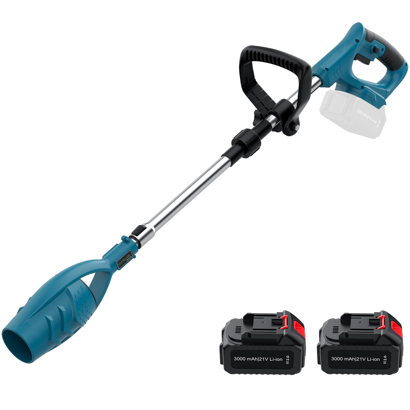 Soplador de Hojas Inalámbrico, Motor Sin Escobillas 18.5V, Batería de Ion-Litio 3000mAh, Extensible 140cm, Ligero 540g, con 2 Baterías y Cargador, para Jardín y Patio
