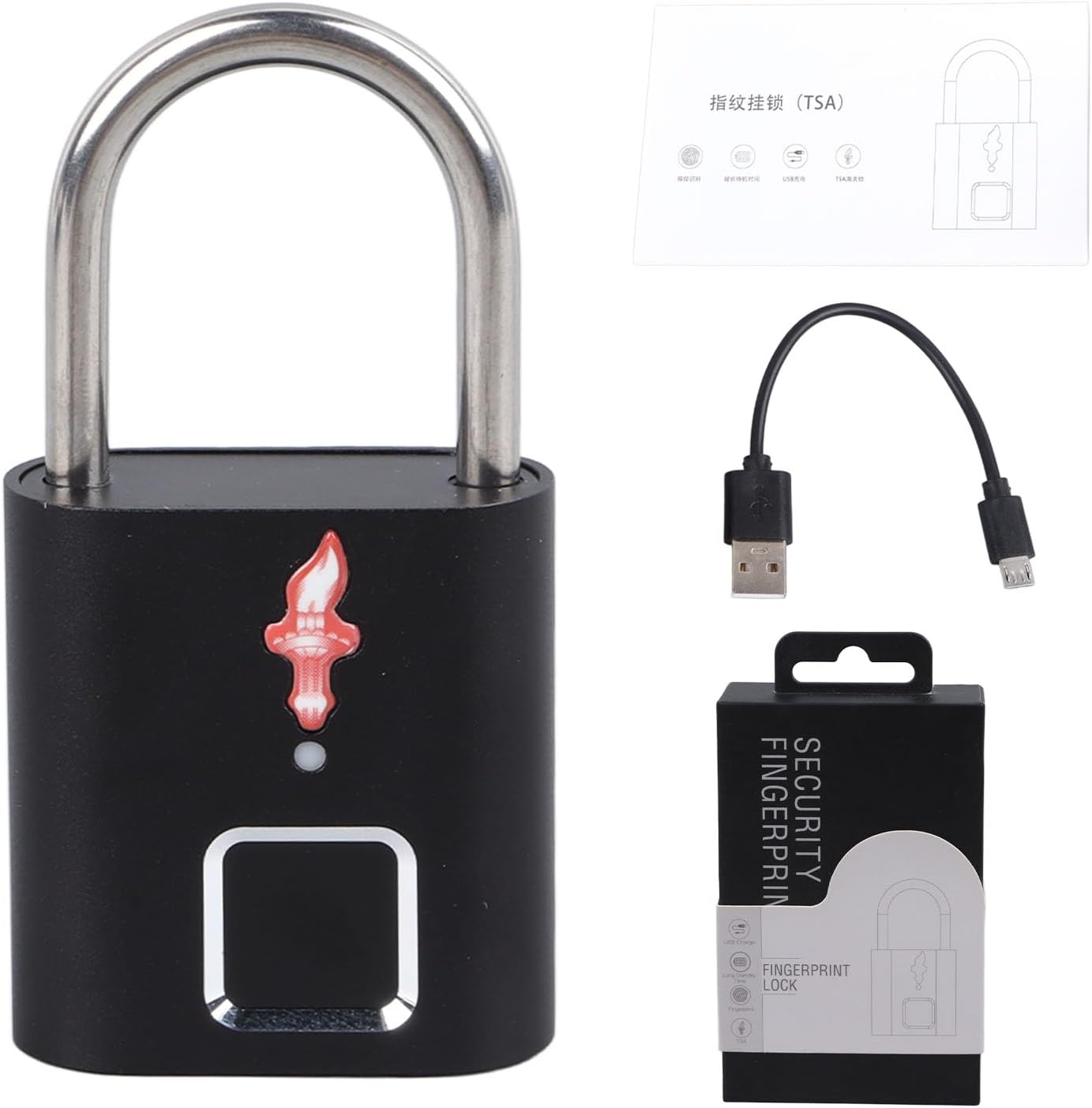 指紋認証南京錠 指紋南京錠 指紋認証 半導体指紋センサー USB 5V 鍵/パスワード/キー不要 引き出し スーツケース 自転車