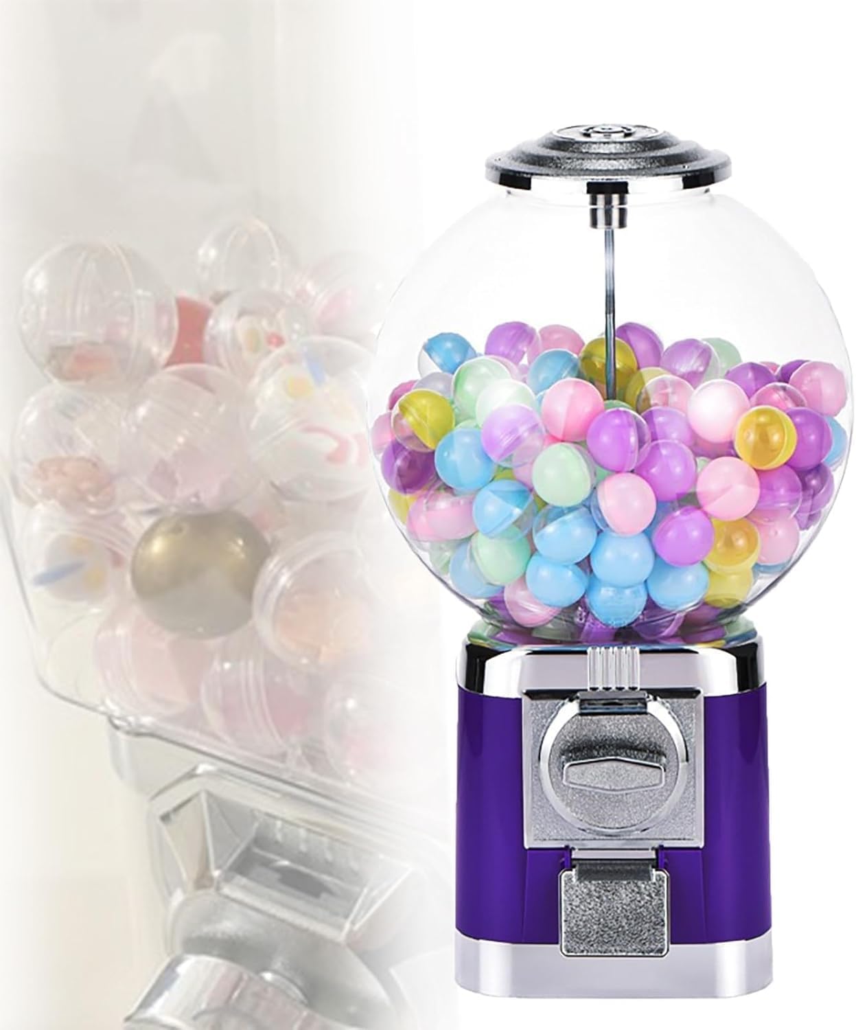 Gumball Machine for Toys & Candy - Bulk Vending Dispenser, Countertop with Keys, Ideal for 0.39-1.26in Capsule Balls, Perfect for Kids' Parties & Events