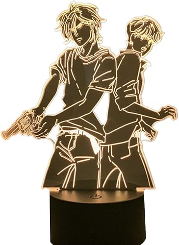 Miniatura 1 de ASH Lynx and Eiji Okumura LED Anime LAMP Banana Fish 3D Led 716 Colores Luz Japonés Anime Control Remoto Base Lámpara de mesa