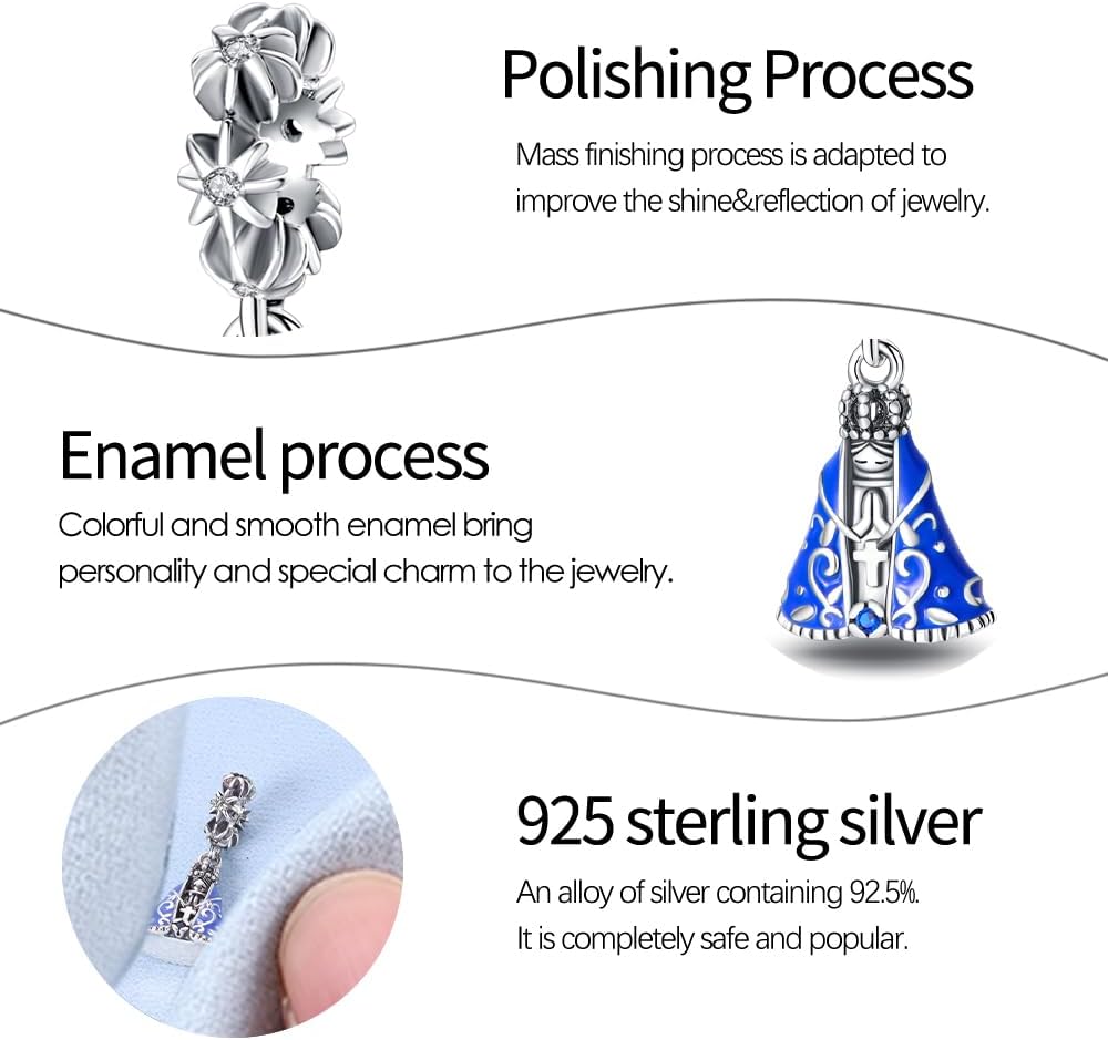 Pandach 925 Sterling Silver Charms for Bracelets and Necklaces Madonna Charm Dangle Pendants Sunflower Beads Charms Jewelry Women Jewelry Gifts - Image 4