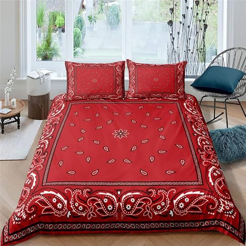 zcwl Red Bandana Duvet Cover Full Size image